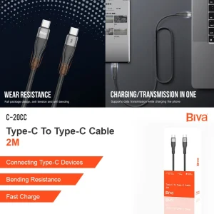 کابل تبدیل TYPE_C TO TYPE_C بیوا مدل C-20CC طول 2 متر